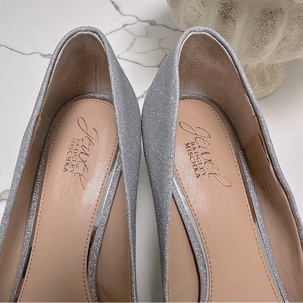 BNIB Jewel Badgley Mischka Silver Sparkly Frenchie Pump | Bridal Event Formal - Picture 7 of 13